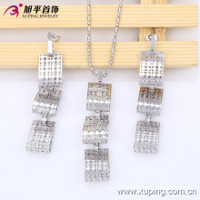 63535 Newest Fashion Pretty Square Rhodium Jewelry Set for Women